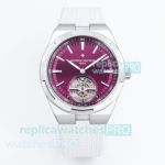 BBS Super Clone Vacheron Constantin Purple Dial Overseas Tourbillon White Rubber Strap Watch 